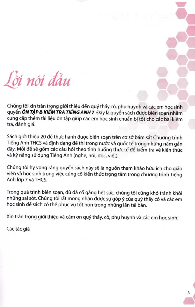 ÔN TẬP VÀ KIỂM TRA TIẾNG ANH LỚP 7 (Theo Chương trình GDPT 2018)